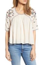 Women's Velvet By Graham & Spencer Embroidered Crinkle Blouse - Ivory