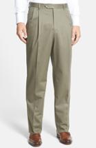 Men's Berle Pleated Cotton Trousers X 30 - Green