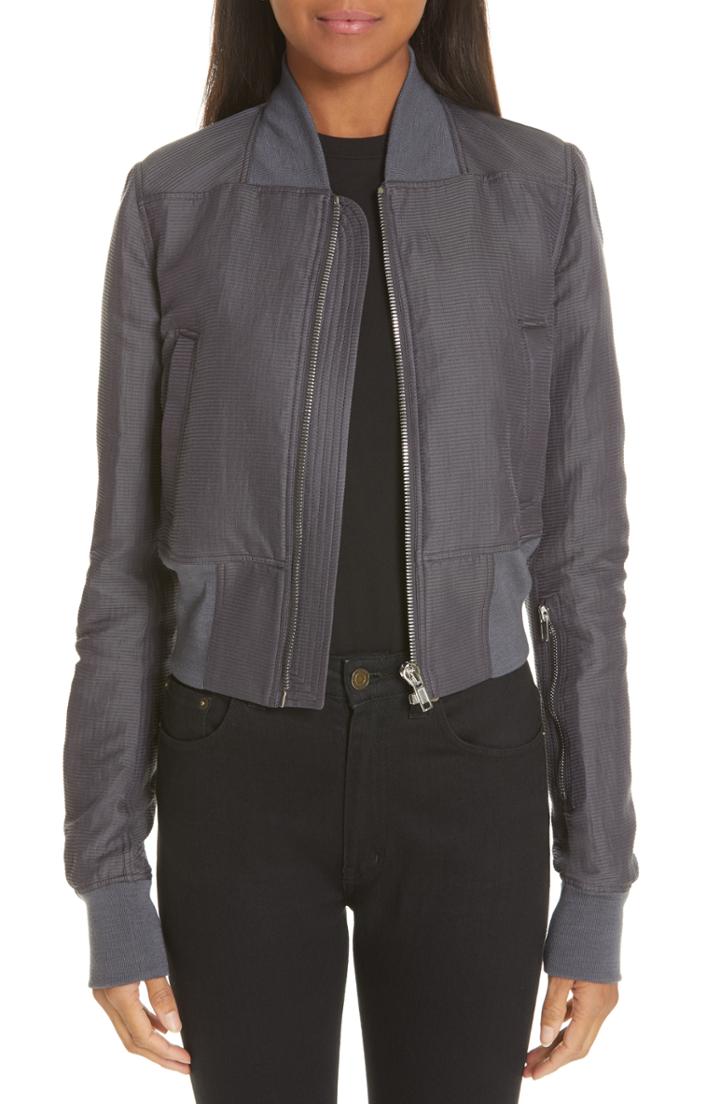 Women's Rick Owens Cotton & Silk Bomber Jacket Us / 40 It - Blue