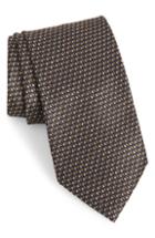 Men's Brioni Geometric Silk Tie, Size - Brown