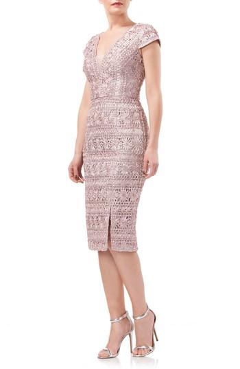 Women's Js Collections Mesh Inset Soutache Sheath Dress