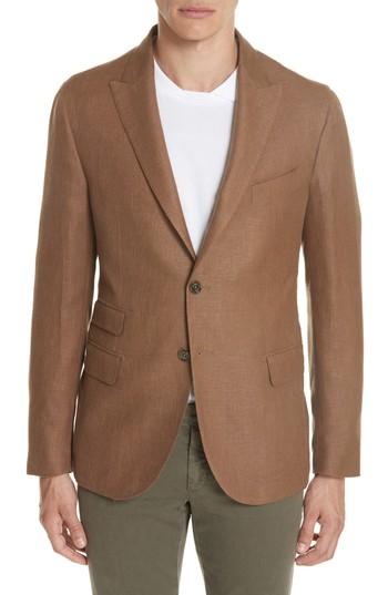 Men's Eleventy Trim Fit Linen Blend Blazer R Eu - Blue