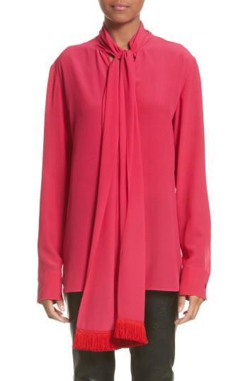 Women's Stella Mccartney Fringe Trim Tie Blouse Us / 42 It - Pink