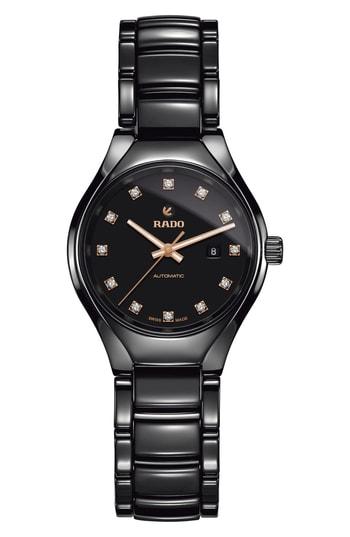 Women's Rado True Automatic Diamond Ceramic Watch, 30mm