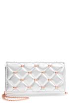 Women's Ted Baker London Quilted Bow Leather Matinee Wallet On A Chain - Grey