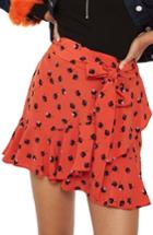 Women's Topshop Ruffled Tie Waist Skirt Us (fits Like 0) - Orange