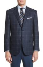 Men's Canali Classic Fit Windowpane Wool & Cashmere Sport Coat Us / 58 Eu L - Blue