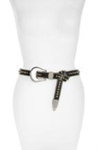 Women's B-low The Belt 'barcelona' Studded Leather Belt - Black/ Silver