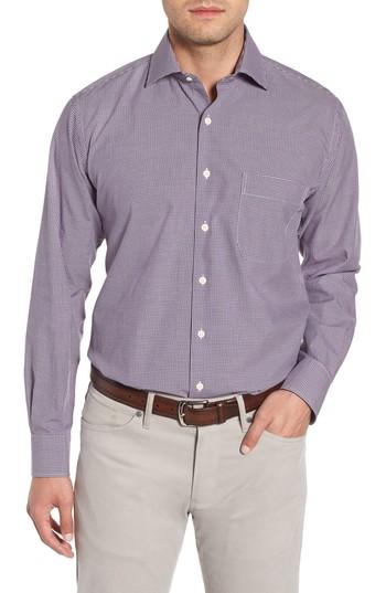 Men's Peter Millar Crown Finish Wedgwood Microcheck Sport Shirt - Blue