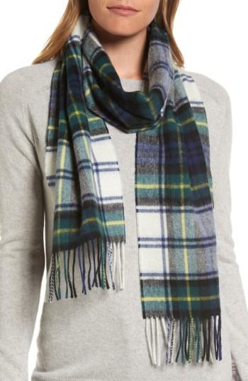 Women's Barbour 'shilhope' Plaid Wool Scarf, Size - Green