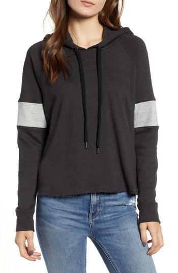 Women's Sundry Colorblock Crop Hoodie - Black