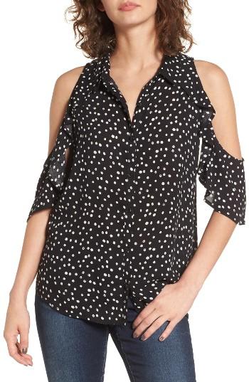 Women's Bp. Print Ruffle Cold Shoulder Top