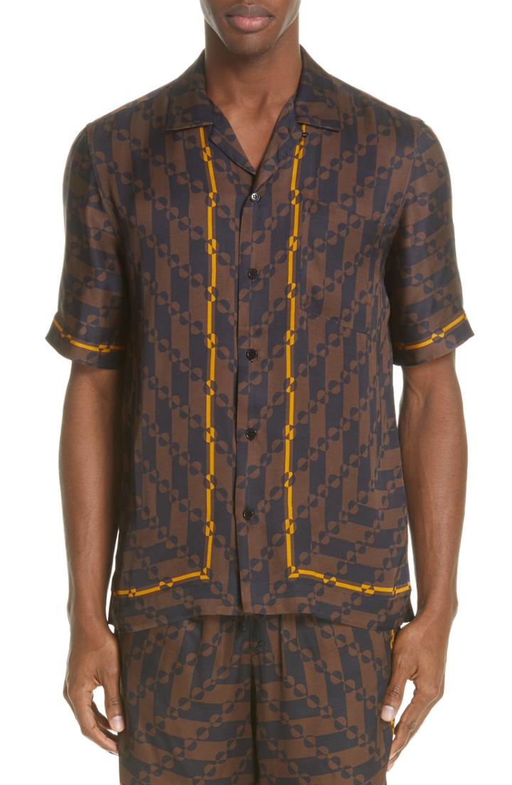 Men's Dries Van Noten Carlton Print Shirt Eu - Brown