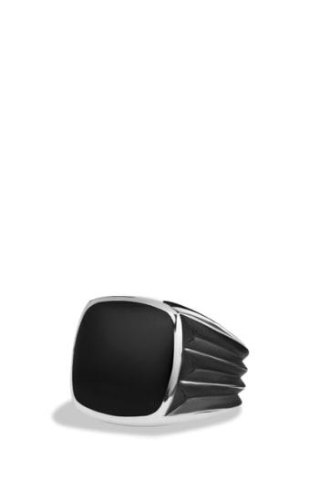 Men's David Yurman 'royal Cord' Knife Edge Signet Ring With Black Onyx
