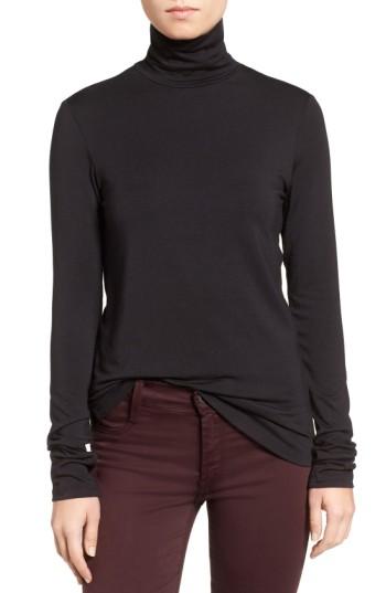 Women's Amour Vert 'flannery' Stripe Stretch Jersey Turtleneck - Purple
