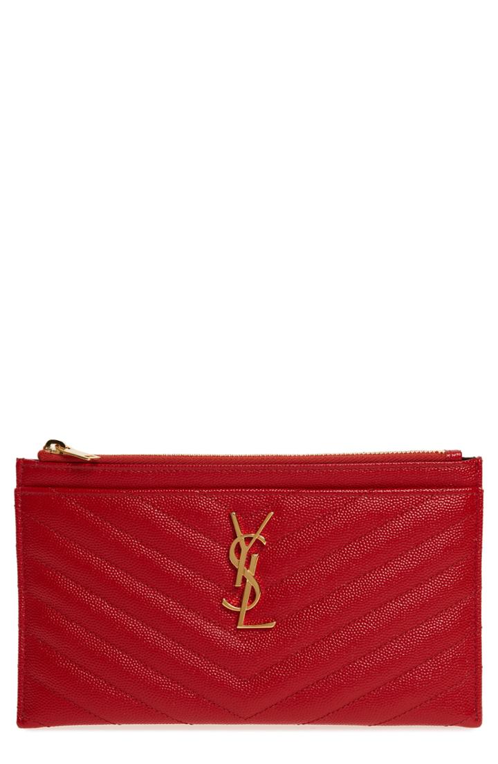 Saint Laurent Monogram Leather Bill Pouch - Red