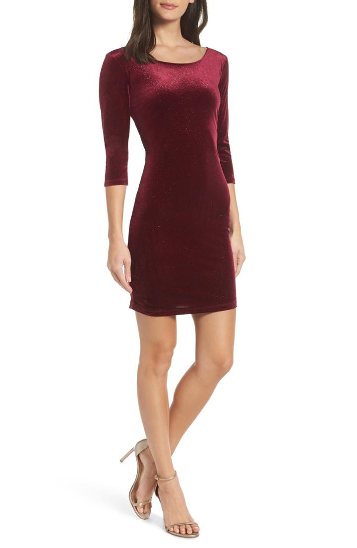 Women's Sequin Hearts Glitter Velvet Body-con Sheath