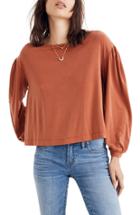 Women's Madewell Sandwashed Gathered Sleeve Top, Size - Red