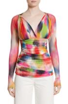 Women's Fuzzi Brushstroke Print Ruched Tulle Top