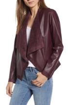Women's Bb Dakota Teagan Reversible Faux Leather Drape Front Jacket - Burgundy