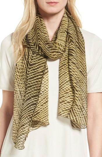 Women's Eileen Fisher Print Silk Scarf, Size - Green