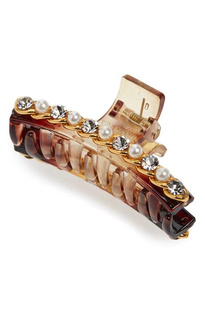 Cara Embellished Jaw Clip, Size - Metallic