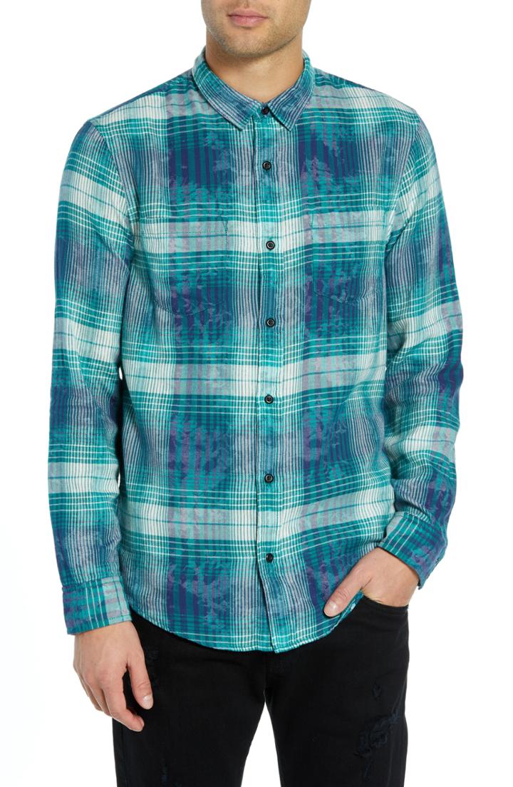 Men's The Rail Beach Plaid Shirt, Size - Blue/green