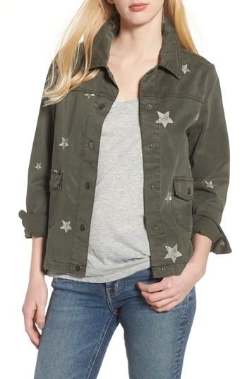 Women's Dear John Denim Embroidered Stars Jacket - Green