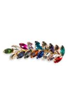 Tasha Crystal Leaf Barrette, Size - White