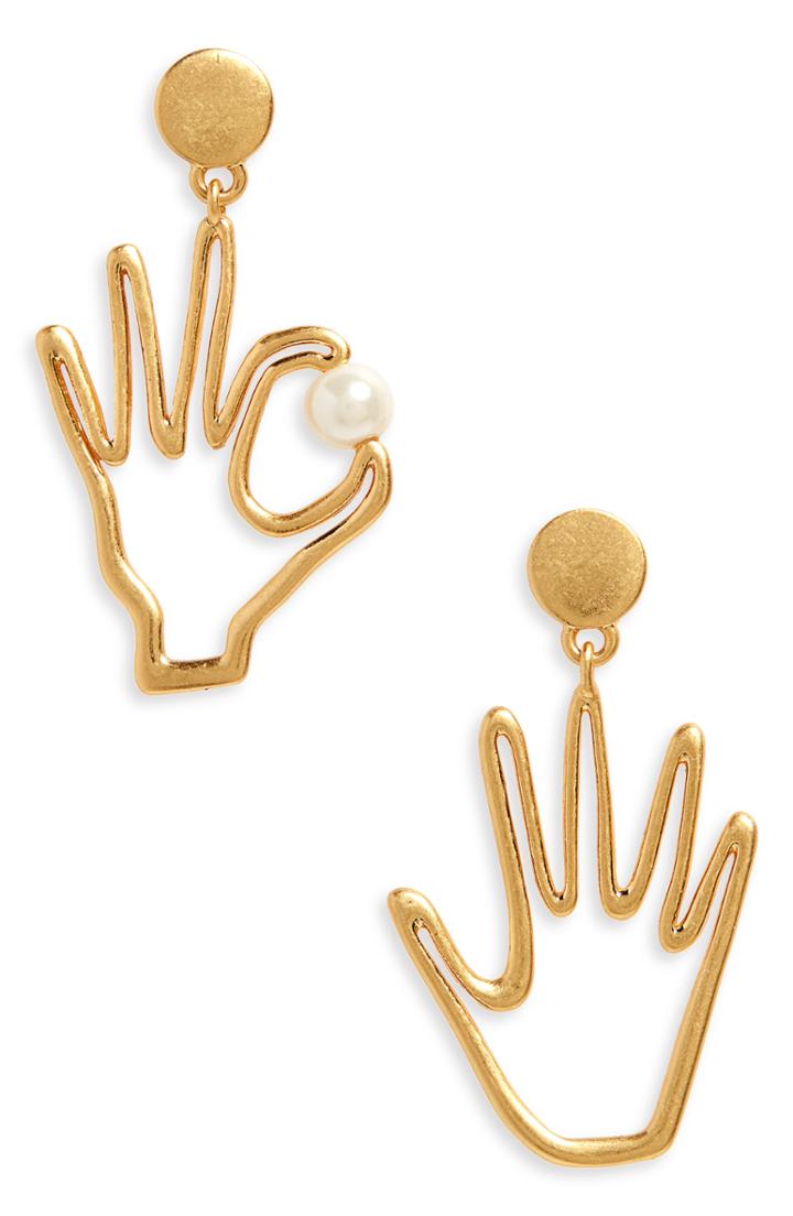 Women's Madewell Hand Jive Imitation Pearl Earrings