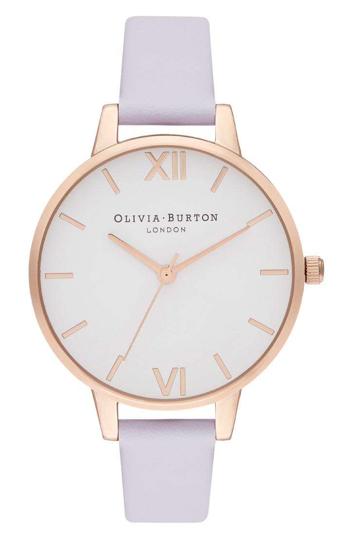 Women's Olivia Burton White Dial Leather Strap Watch, 34mm