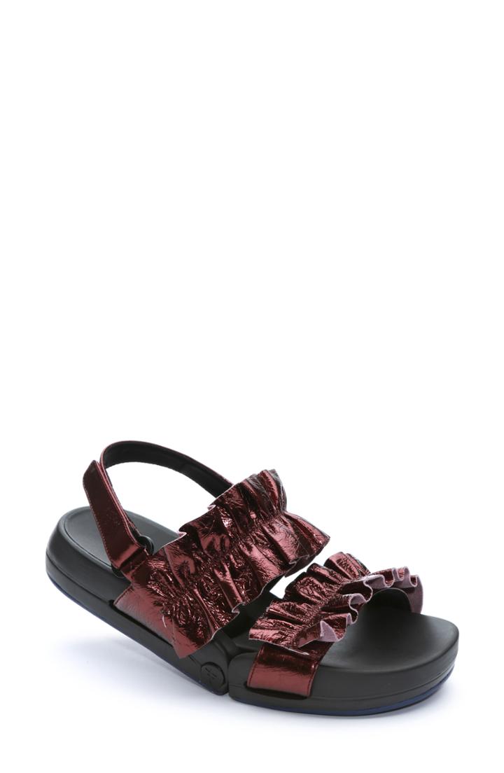 Women's Figs By Figueroa Figulous Ruffle Sandal Eu - Burgundy