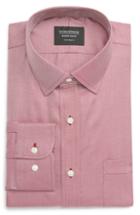 Men's Nordstrom Men's Shop Traditional Fit Solid Dress Shirt - 32/33 - Burgundy