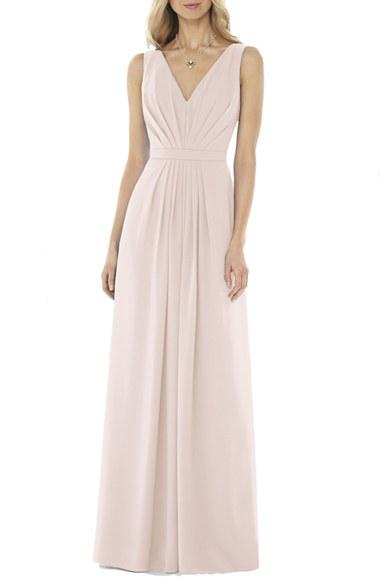 Women's Social Bridesmaids V-neck Georgette Gown - Pink