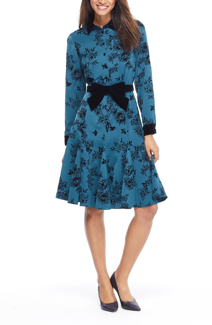 Women's Gal Meets Glam Collection Taylor Crepe Shirtdress (similar To 14w) - Blue