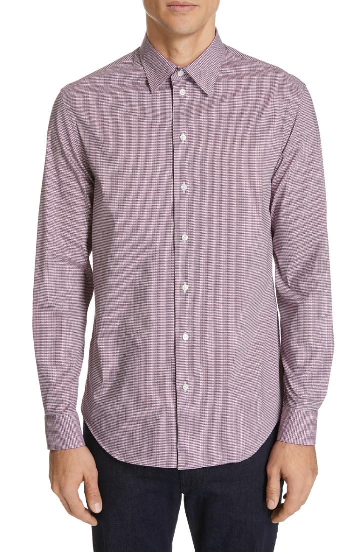 Men's Emporio Armani Trim Fit Stretch Solid Sport Shirt - Red