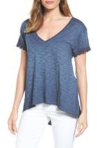 Women's Press Lace Trim High/low Tee - Blue