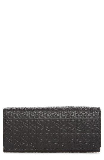Men's Loewe Continental Leather Zip Wallet - Black