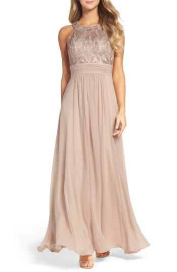 Women's Eliza J Lace Bodice Gown - Beige