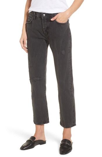 Women's Current/elliott The Original Straight Leg Crop Jeans - Black