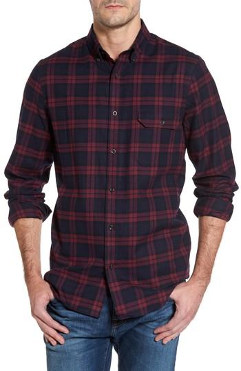 Men's Nordstrom Men's Shop Regular Fit Plaid Sport Shirt, Size - Red