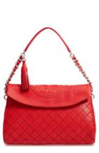 Tory Burch Fleming Leather Foldover Hobo - Red