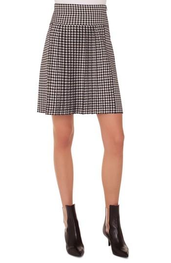 Women's Akris Punto Check Pleated Skirt - Black