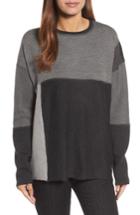Women's Eileen Fisher Patchwork Wool Sweater - Grey