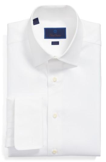 Men's David Donahue Trim Fit Solid French Cuff Dress Shirt .5 - 34/35 - White
