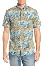 Men's Reyn Spooner Sumatra Slide Tailored Fit Sport Shirt, Size Small - Blue
