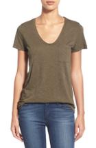 Petite Women's Caslon Relaxed Slub Knit U-neck Tee, Size P - Green