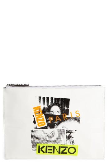 Kenzo Studio 54 Collage Leather Clutch -