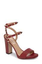 Women's Valentino Garavani Rockstud Ankle Strap Sandal Us / 35eu - Red