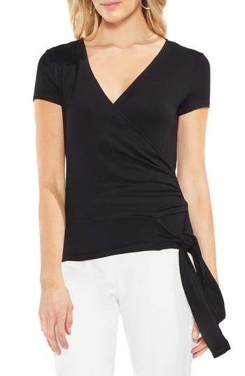 Women's Vince Camuto Side Tie Faux Wrap Top, Size - Black